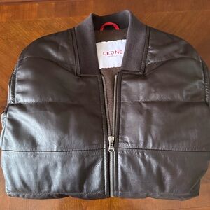 Leone Napoli Chocolate Brown Leather  Coat